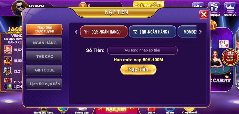 Nạp tiền cùng 68 Game Bài qua ngân hàng nhanh chóng